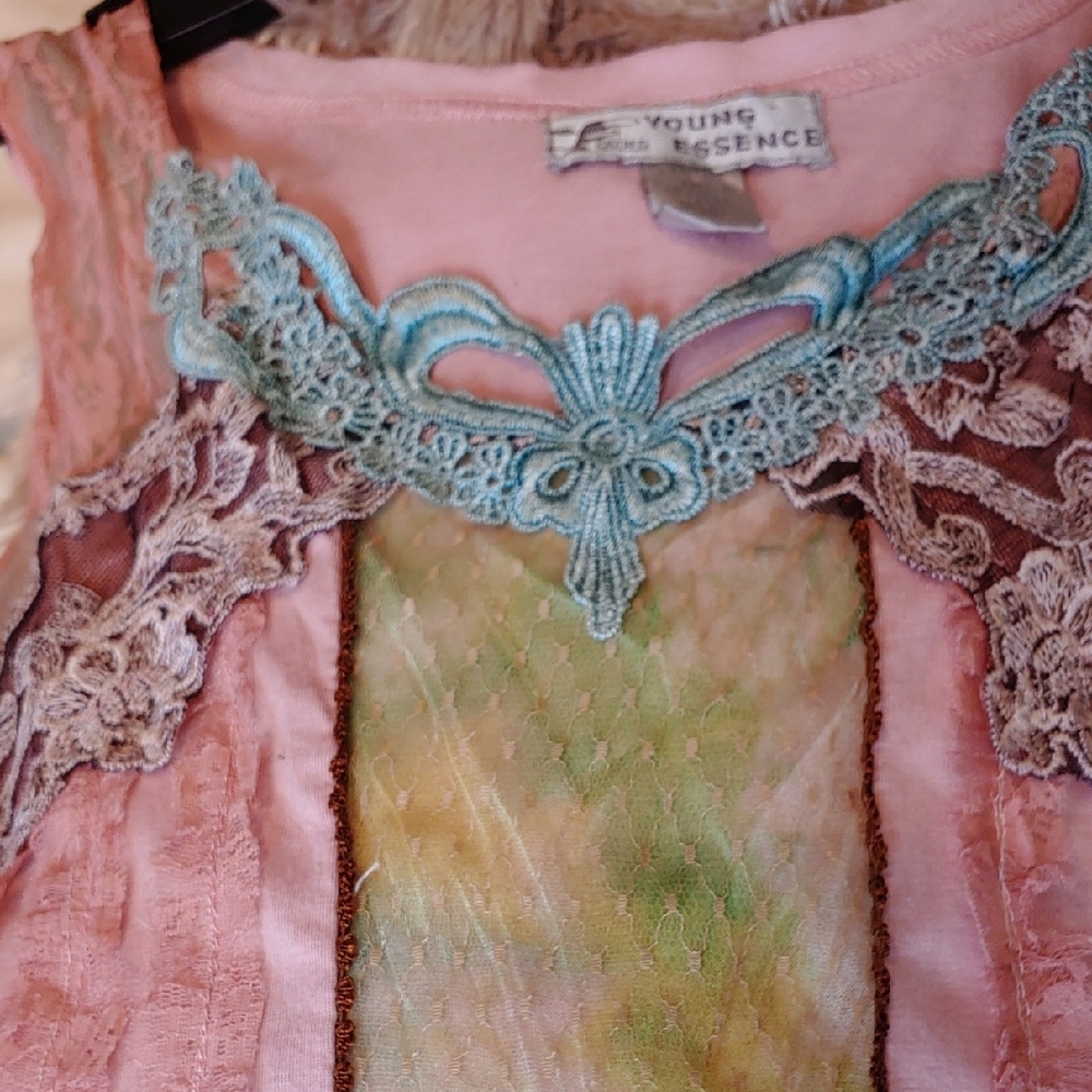 Young Essence Pink Ruffled Embellished Tank Top - Picture 4 of 4